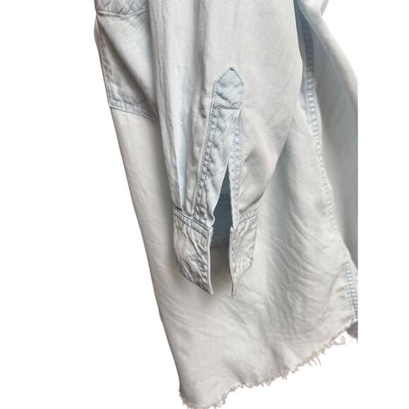 Rails Ingrid Raw Light Vintage Shirt Size Large Tencel Denim Long Sleeves - Picture 10 of 12